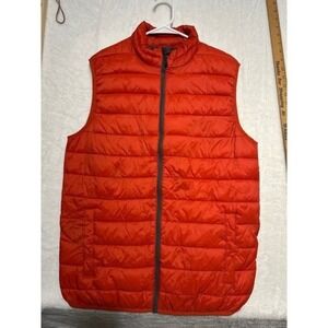 SWISS TECH Mens Puffer Vest Red Full Zip Quilted Insulated Size Medium